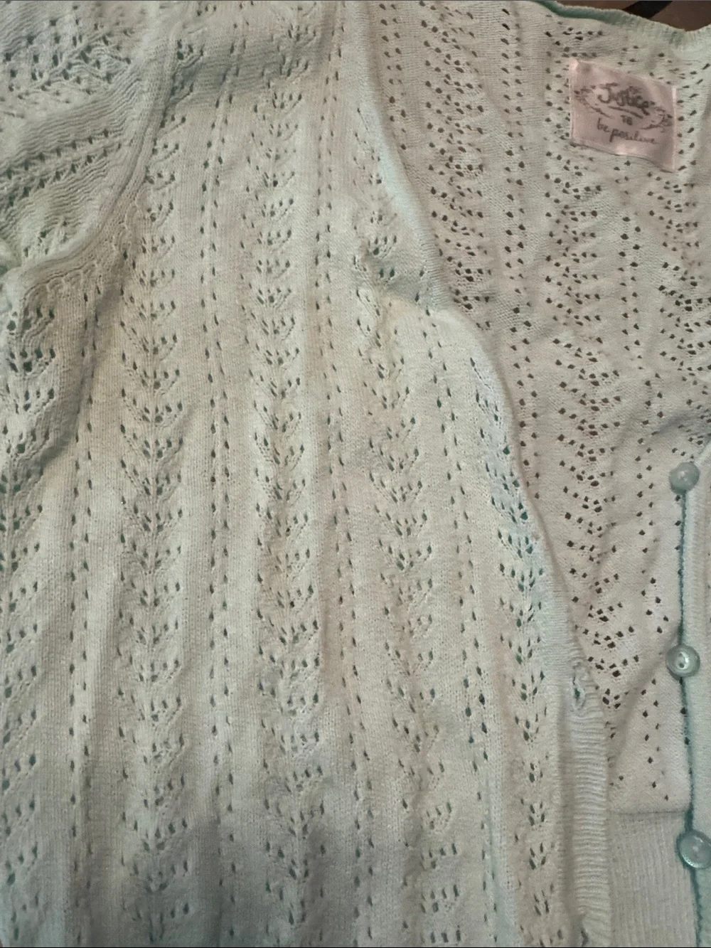 Vintage Justice Mint Short-Sleeve Openwork Cardigan